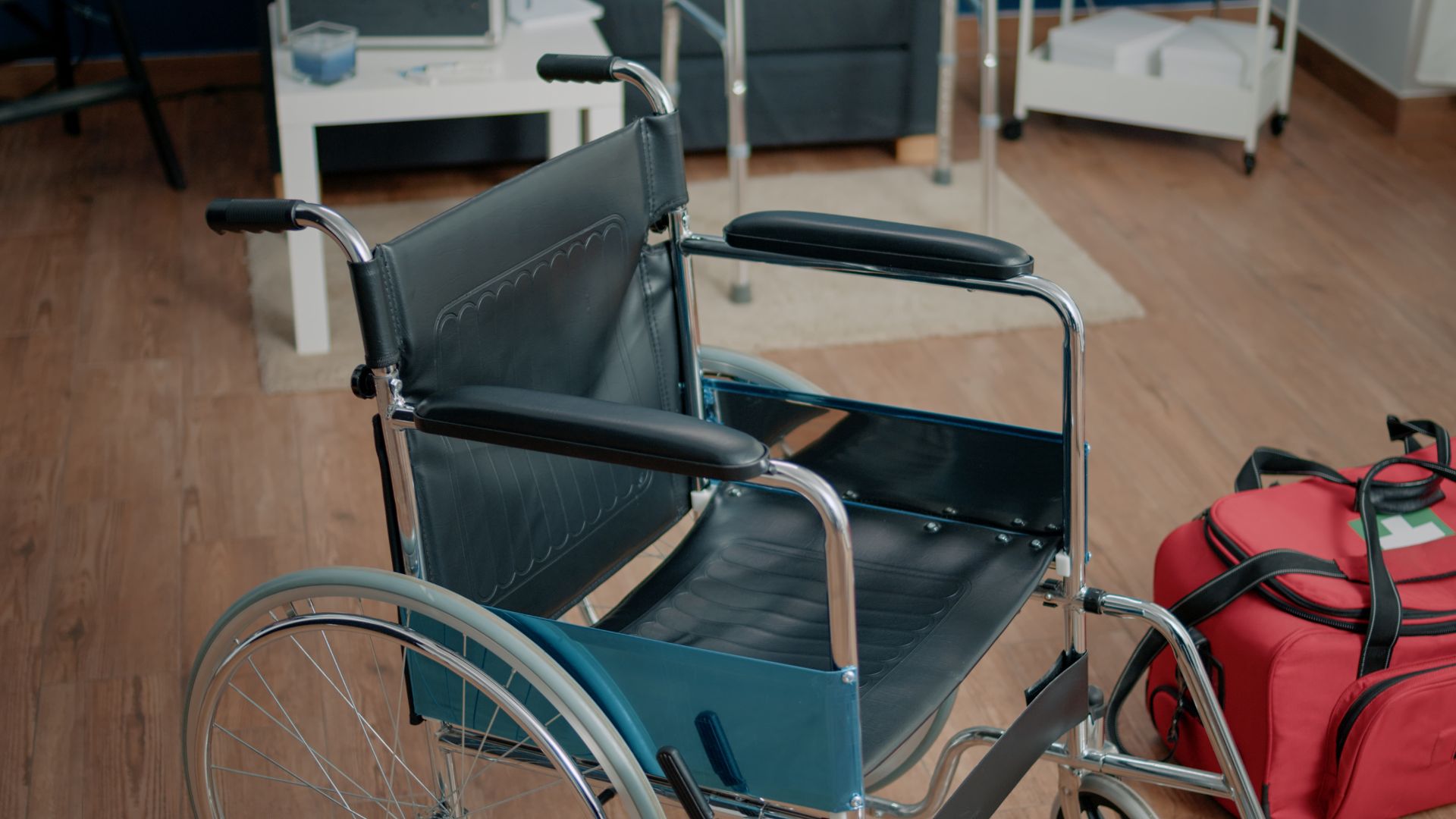Wheelchair and other equipment.