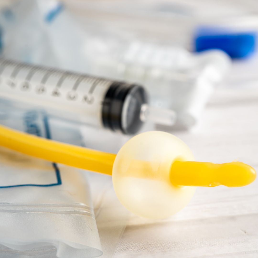 IV fluid tubes.